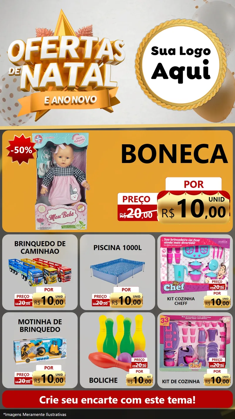 Modelo de Rede Social para Stories com o tema Ofertas De Natal E Ano Novo para Brinquedos