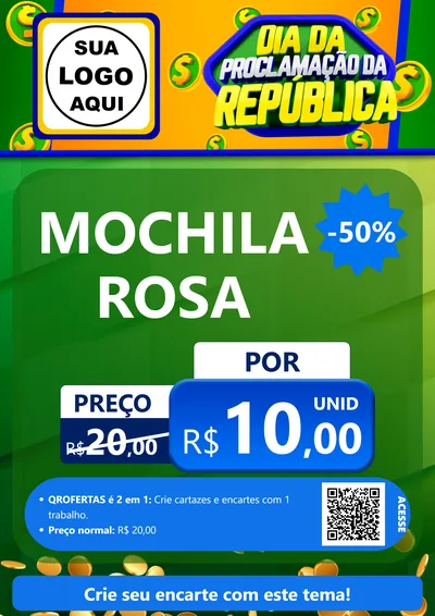 Modelo de Cartaz para Cartaz A4 Vertical com o tema Dia Da Proclamação da República para Papelaria