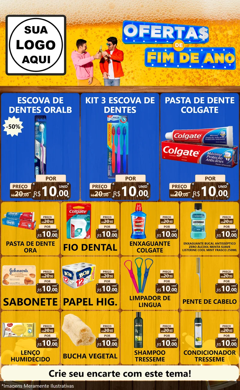 Modelo de Encarte para Encarte Grande com o tema Ofertas de Fim de Ano para Higiene Pessoal