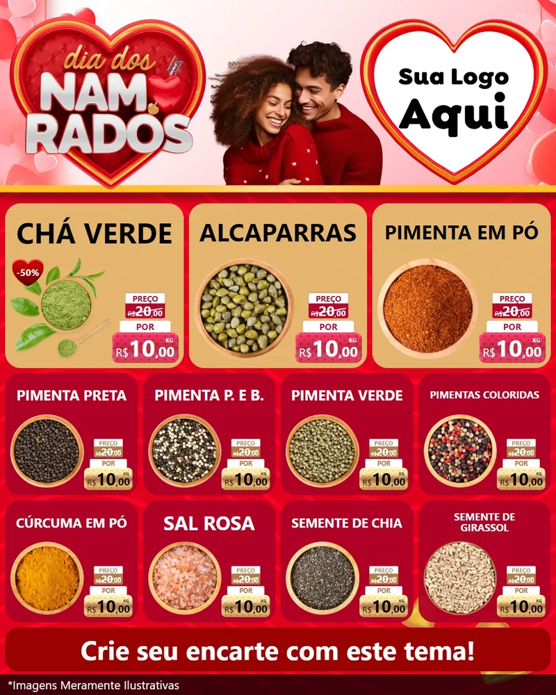 Modelo de Rede Social para Feed Instagram com o tema Dia dos Namorados para Produtos Naturais