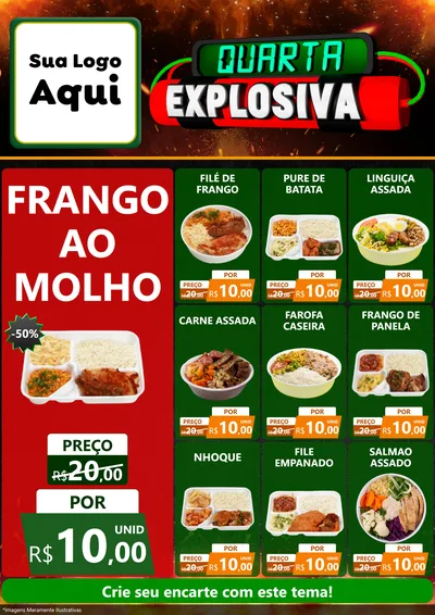 Modelo de Encarte para Encarte A4 Vertical com o tema Quarta Explosiva para Restaurante