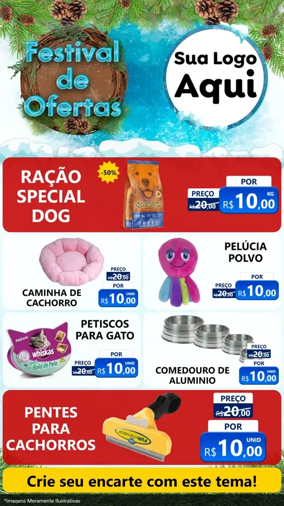 Modelo de TV para TV Vertical com o tema Festival de Ofertas - Inverno para Pet Shop