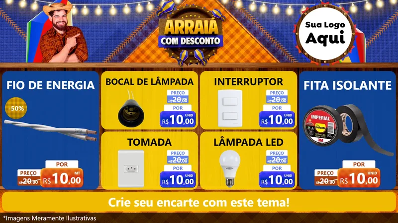 Modelo de TV para TV Horizontal com o tema Arraiá Com Desconto para Materiais Elétricos