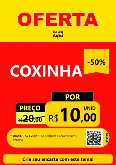 Modelo de Cartaz para Cartaz A4 Vertical com o tema OFERTA - Vermelho Cartaz para Salgadaria
