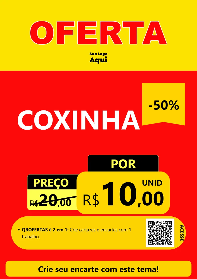 Modelo de Cartaz para Cartaz A4 Vertical com o tema OFERTA - Vermelho Cartaz para Salgadaria