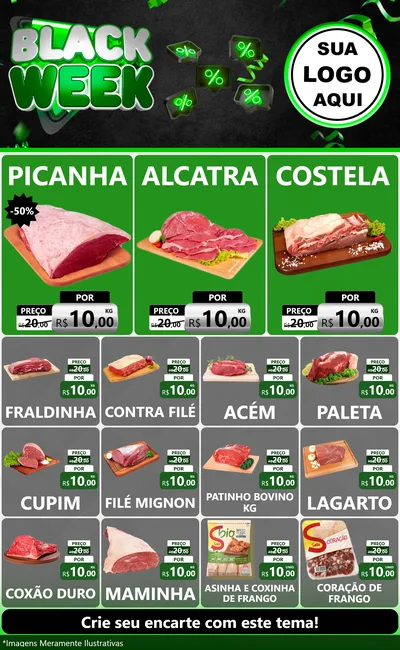 Modelo de Encarte para Encarte Grande com o tema Black Week para Açougue