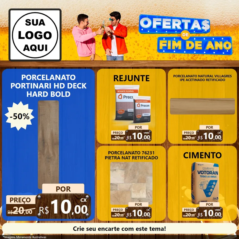 Modelo de Rede Social para Feed Facebook com o tema Ofertas de Fim de Ano para Pisos e revestimentos