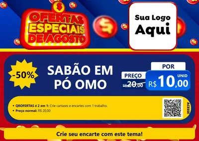 Modelo de Cartaz para Cartaz A4 Horizontal com o tema Ofertas Especiais de Agosto para Produtos de Limpeza