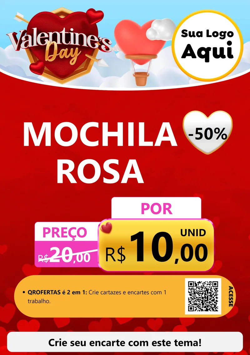 Modelo de Cartaz para Cartaz A4 Vertical com o tema Valentine's Day para Papelaria