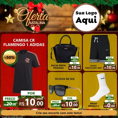 Modelo de Rede Social para Feed Facebook com o tema Ofertas Natalina para Roupas e acessórios