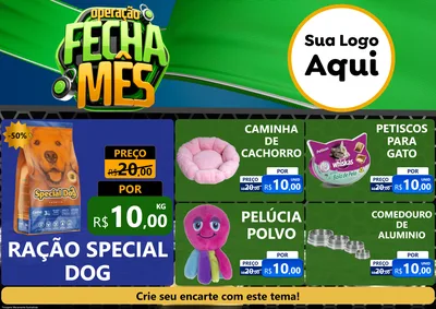 Modelo de Encarte para Encarte A4 Horizontal com o tema Operação Fecha Mês para Pet Shop