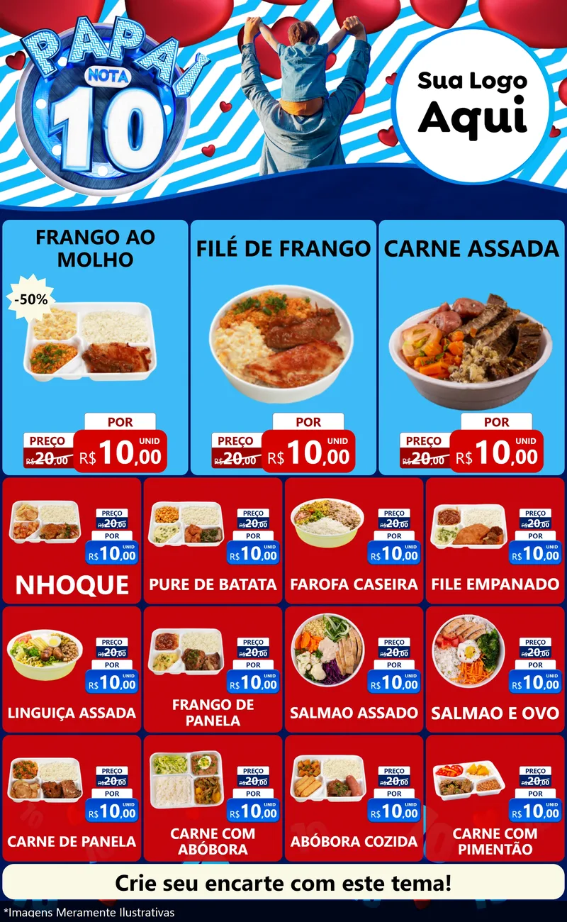 Modelo de Encarte para Encarte Grande com o tema Papai Nota 10 para Restaurante