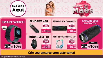 Modelo de TV para TV Horizontal com o tema Super Dia Das Mães para Informática