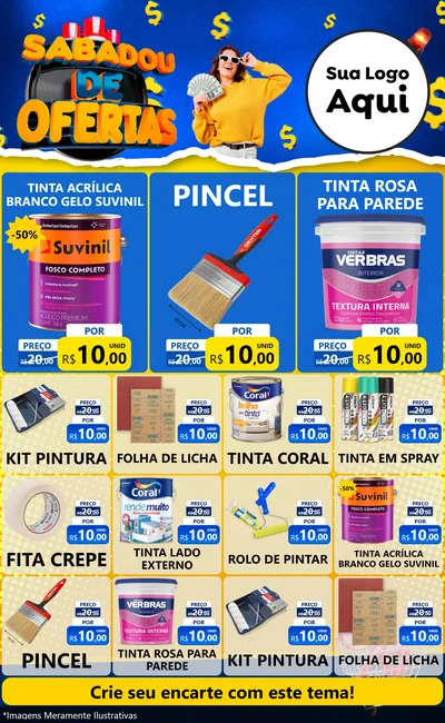Modelo de Encarte para Encarte Grande com o tema Sabadou de Ofertas para Tintas e Ferramentas