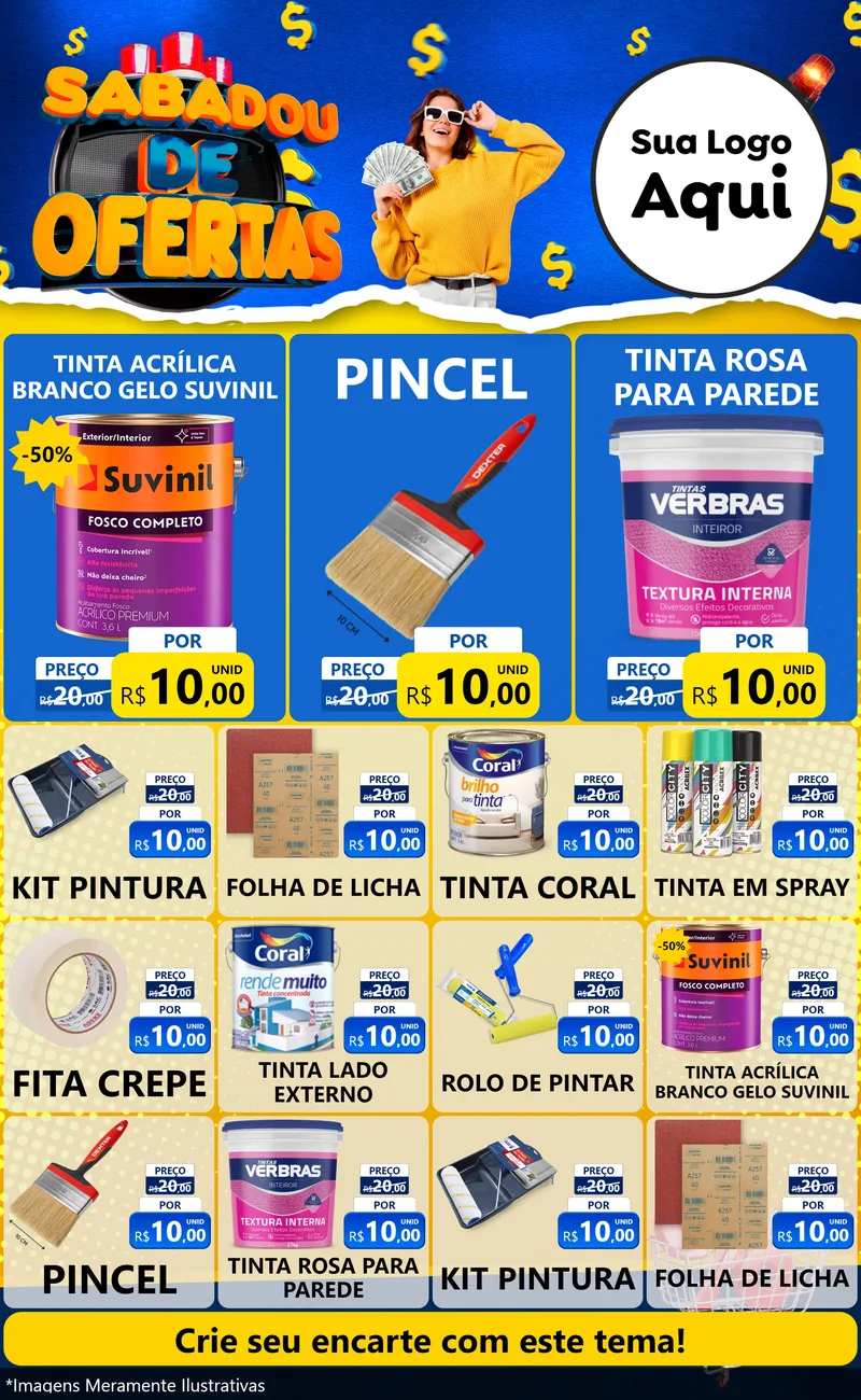 Modelo de Encarte para Encarte Grande com o tema Sabadou de Ofertas para Tintas e Ferramentas