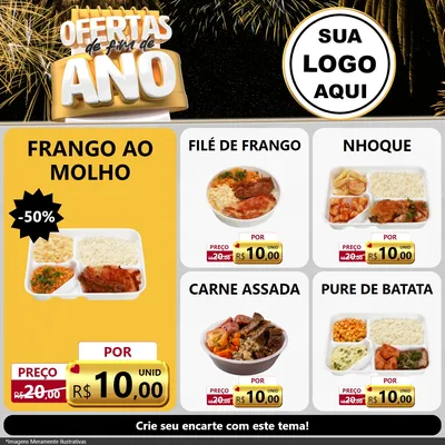 Modelo de Rede Social para Feed Facebook com o tema Ofertas de Fim de Ano para Restaurante