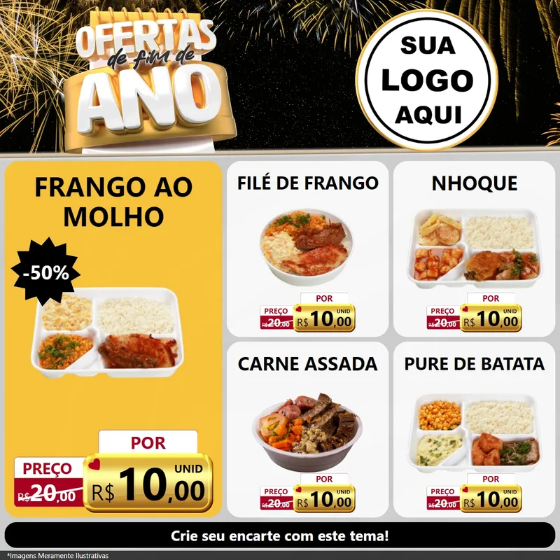 Modelo de Rede Social para Feed Facebook com o tema Ofertas de Fim de Ano para Restaurante
