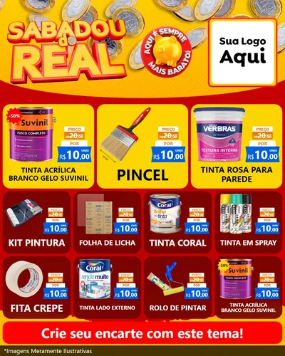 Modelo de Rede Social para Feed Instagram com o tema Sabadou do Real para Tintas e Ferramentas