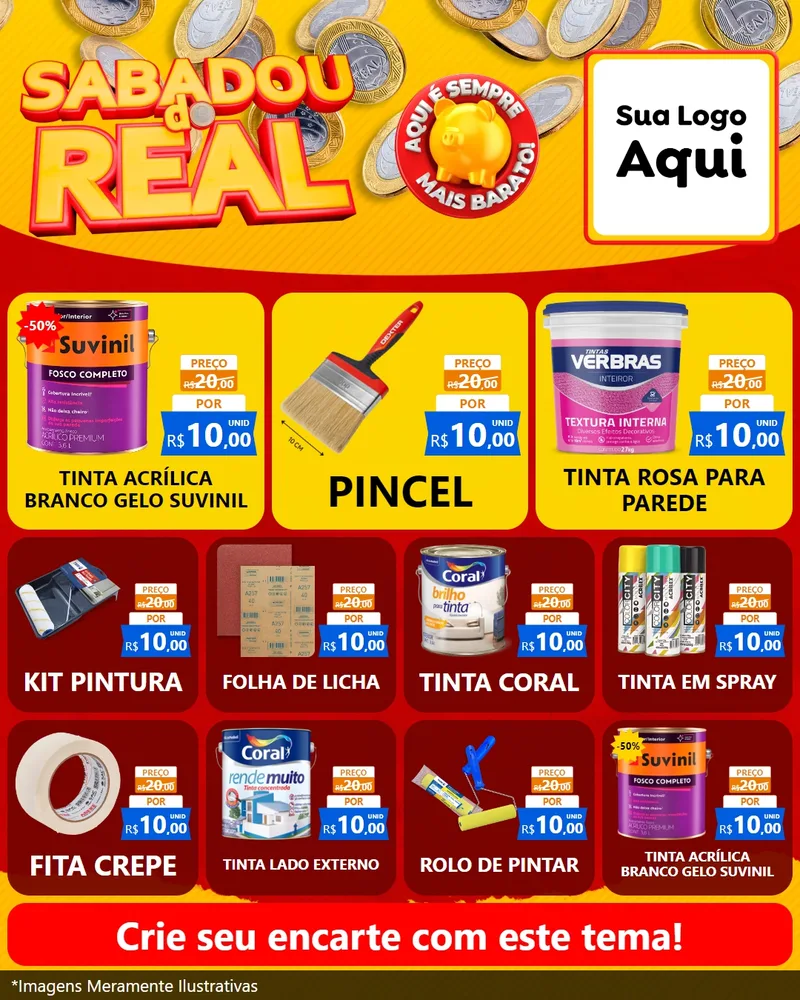 Modelo de Rede Social para Feed Instagram com o tema Sabadou do Real para Tintas e Ferramentas