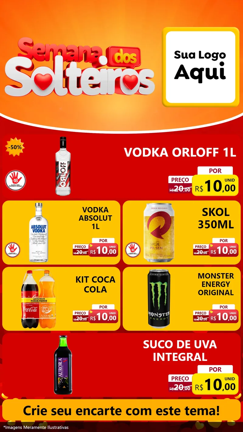 Modelo de TV para TV Vertical com o tema Semana dos Solteiros para Distribuidora de bebidas