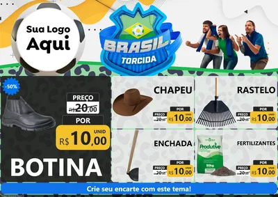 Modelo de Encarte para Encarte A4 Horizontal com o tema Brasil Torcida - Copa para Agropecuária