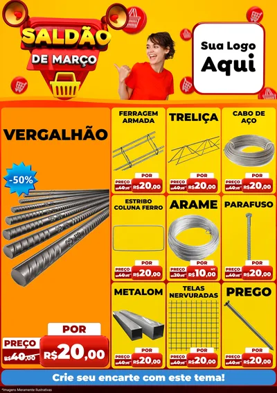 Modelo de Encarte para Encarte A4 Vertical com o tema Saldão de Março para Ferragens