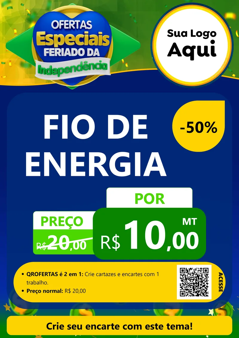 Modelo de Cartaz para Cartaz A4 Vertical com o tema Ofertas Especiais Feriado da Independência para Materiais Elétricos