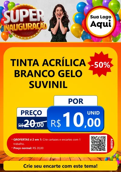 Modelo de Cartaz para Cartaz A4 Vertical com o tema Super Inauguração para Tintas e Ferramentas