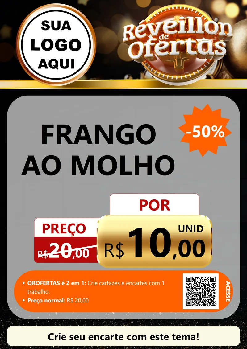 Modelo de Cartaz para Cartaz A4 Vertical com o tema Réveillon de Ofertas para Restaurante