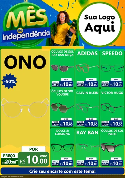 Modelo de Encarte para Encarte A4 Vertical com o tema Mês da Independência para Óticas