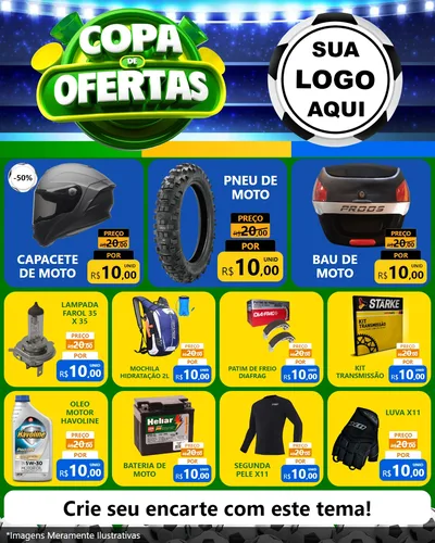 Modelo de Rede Social para Feed Instagram com o tema Copa de Ofertas para Moto peças