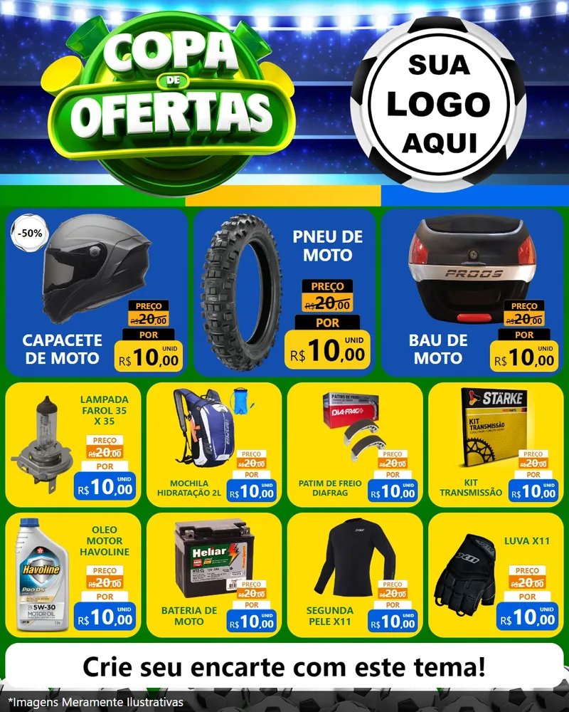 Modelo de Rede Social para Feed Instagram com o tema Copa de Ofertas para Moto peças