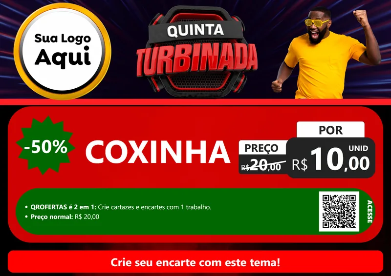 Modelo de Cartaz para Cartaz A4 Horizontal com o tema Quinta Turbinada para Salgadaria