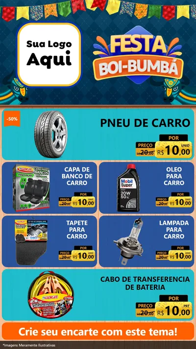 Modelo de TV para TV Vertical com o tema Festa Boi Bumbá para Auto peças