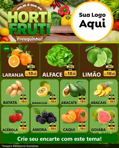 Modelo de Rede Social para Feed Instagram com o tema Hoje É Dia De Hortifruti para Hortifrúti