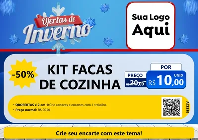 Modelo de Cartaz para Cartaz A4 Horizontal com o tema Ofertas de Inverno para Utilidades Domésticas