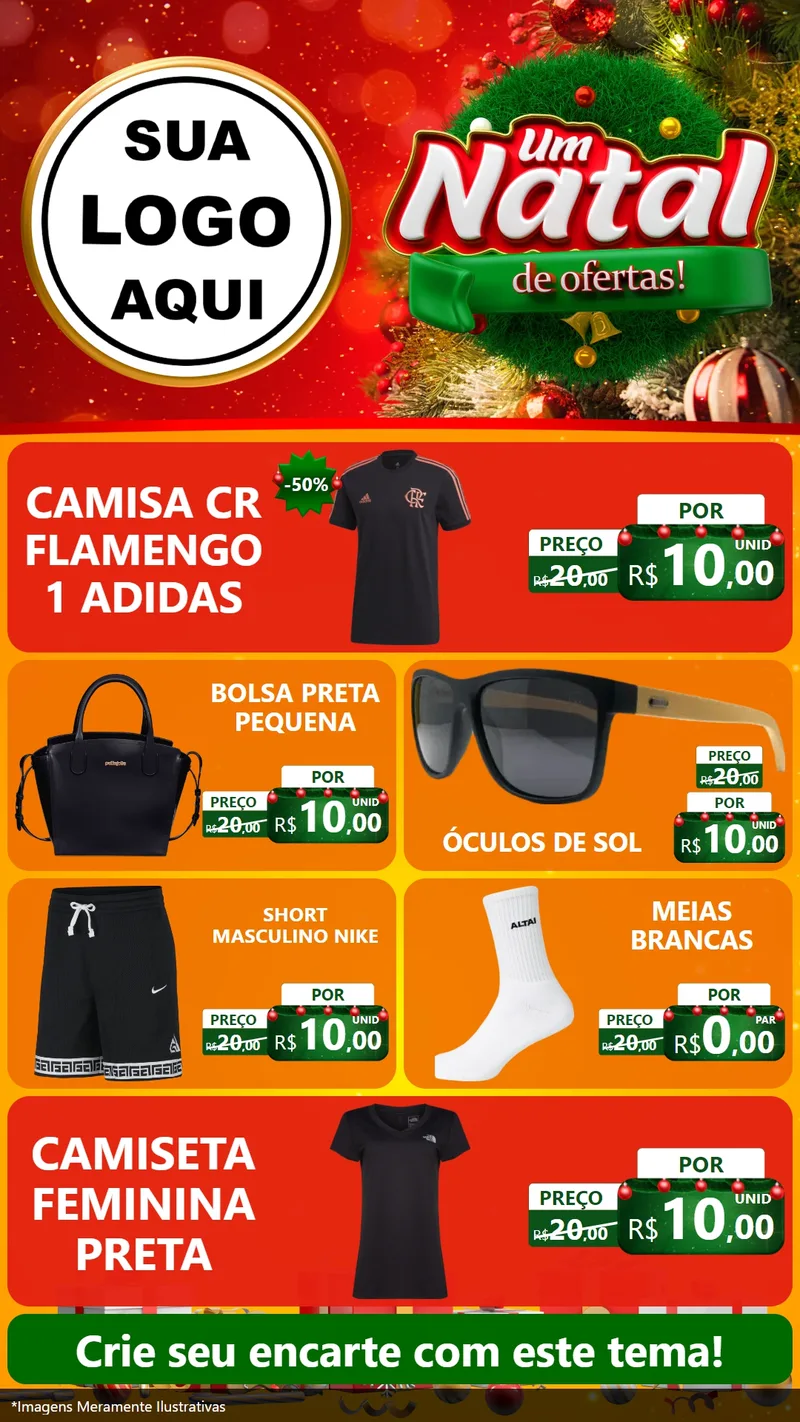 Modelo de TV para TV Vertical com o tema Um Natal de Ofertas para Roupas e acessórios