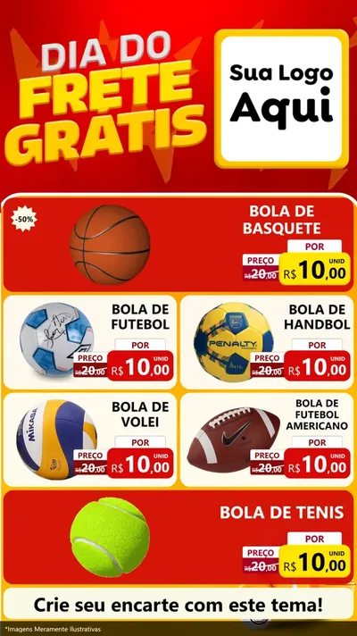 Modelo de TV para TV Vertical com o tema Dia do Frete Grátis para Artigos Esportivos