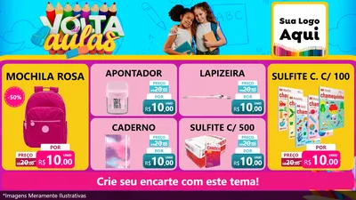 Modelo de TV para TV Horizontal com o tema Volta às Aulas para Papelaria
