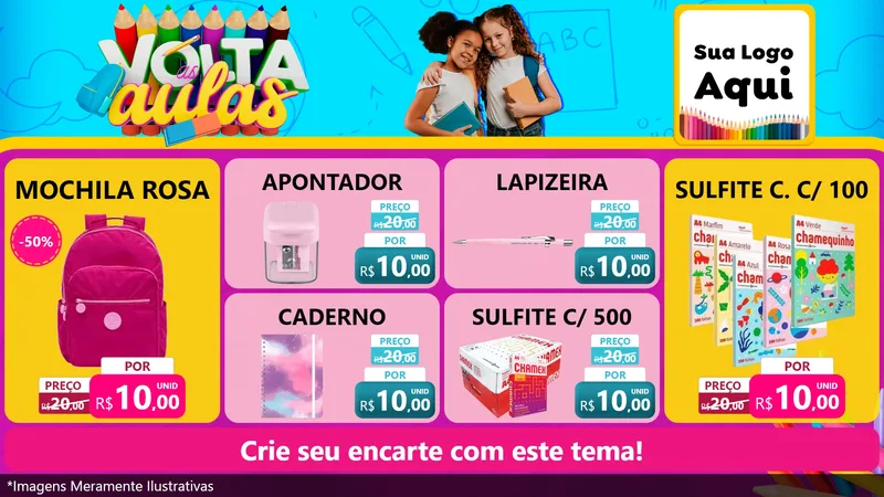 Modelo de TV para TV Horizontal com o tema Volta às Aulas para Papelaria