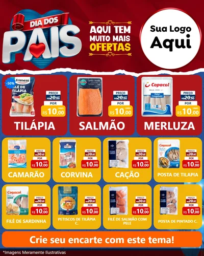 Modelo de Rede Social para Feed Instagram com o tema Dia dos Pais para Peixaria