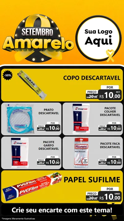 Modelo de TV para TV Vertical com o tema Setembro Amarelo para Embalagens