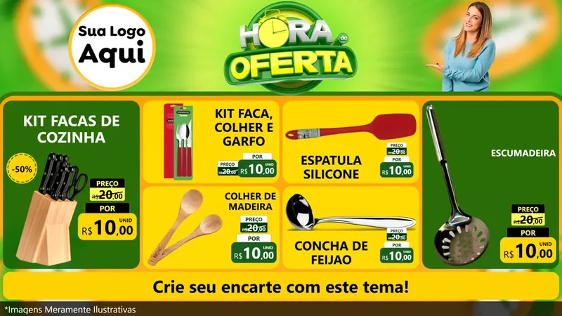 Modelo de TV para TV Horizontal com o tema Hora da Oferta para Utilidades Domésticas