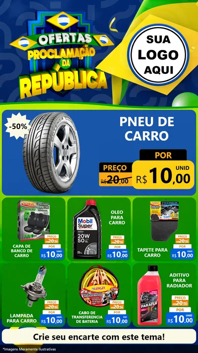 Modelo de Rede Social para Stories com o tema Ofertas Proclamação da República para Auto peças