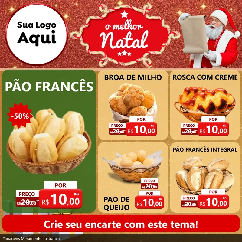 Modelo de Rede Social para Feed Facebook com o tema O Melhor Natal para Padaria