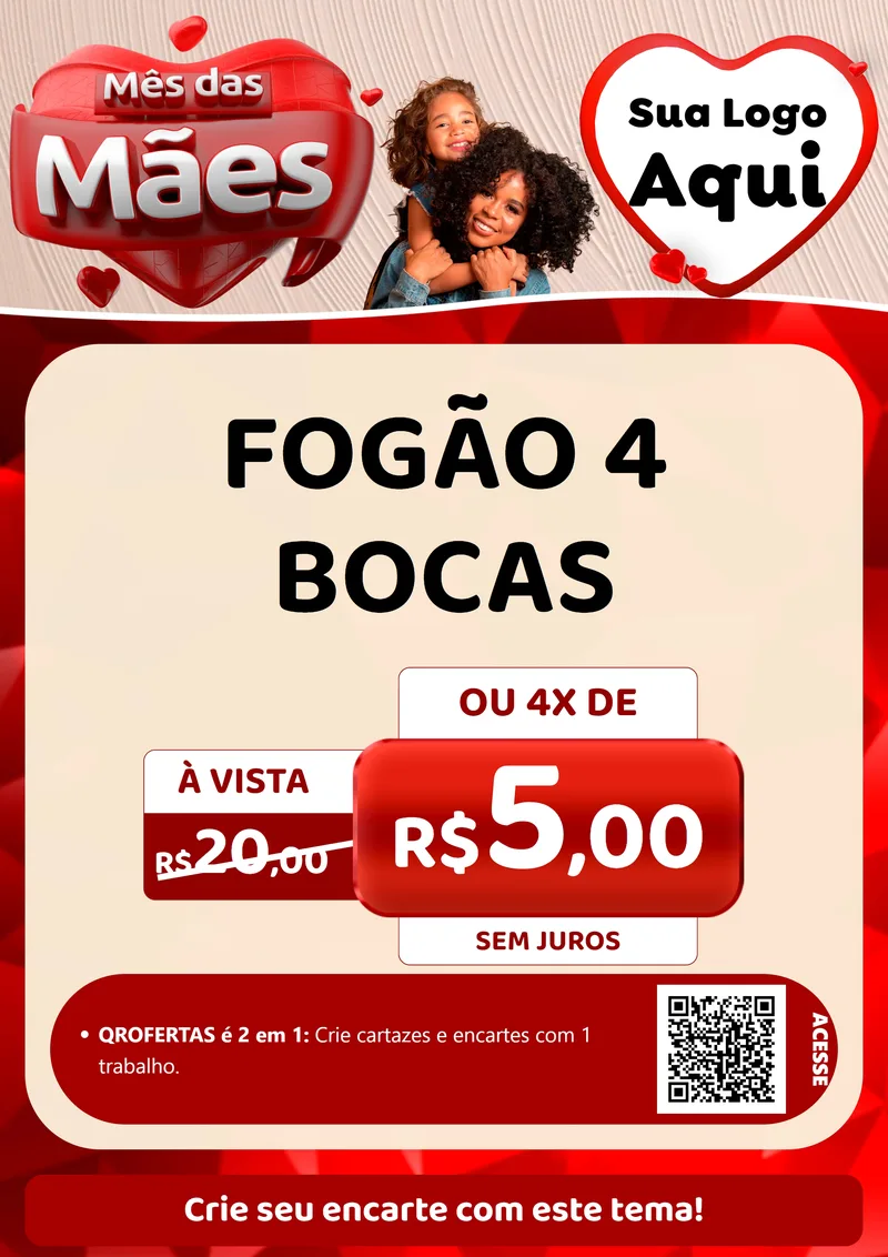 Modelo de Cartaz para Cartaz A4 Vertical com o tema Mês das Mães para Móveis e Eletro