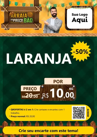 Modelo de Cartaz para Cartaz A4 Vertical com o tema Arraiá do preço bão para Hortifrúti