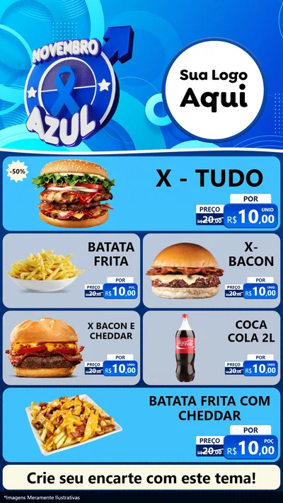 Modelo de TV para TV Vertical com o tema Novembro Azul para Hamburgueria