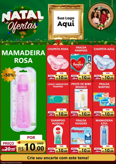 Modelo de Encarte para Encarte A4 Vertical com o tema Natal de Ofertas para Bebês