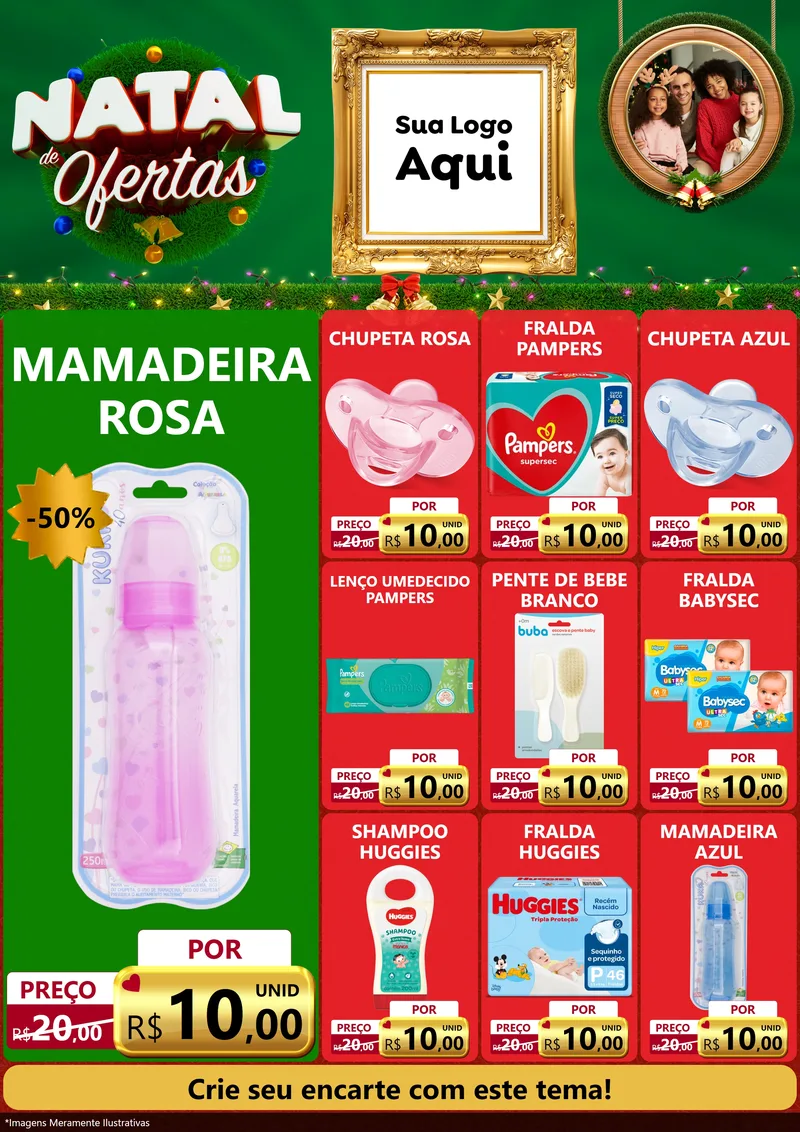 Modelo de Encarte para Encarte A4 Vertical com o tema Natal de Ofertas para Bebês